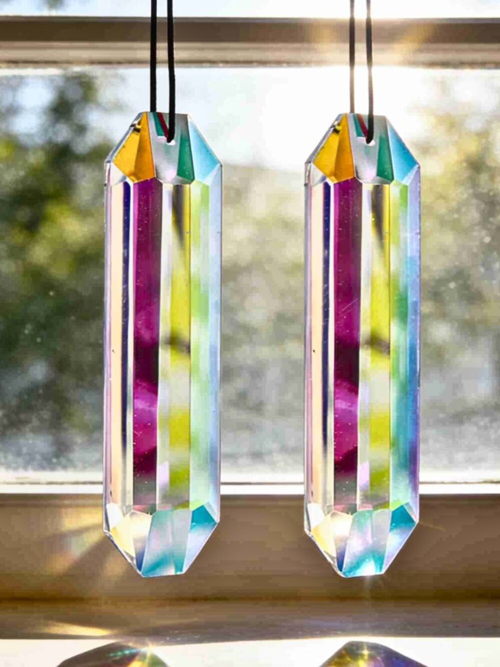 2 PCS 5" Large Crystal Suncatcher Prisms Window Light Reflecting Rainbow Makers